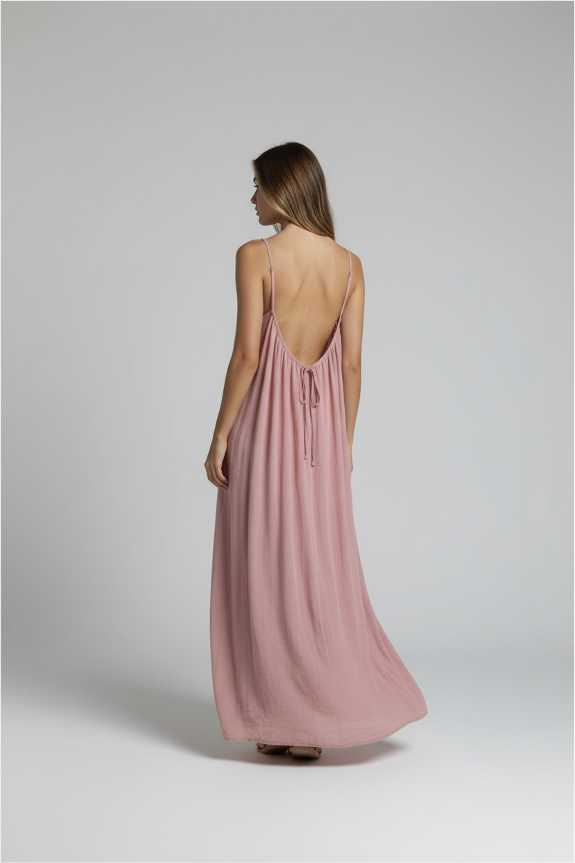 Dusty Rose Spaghetti Strap Maxi Dress