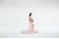 Maternity Long Skirt & Chiffon Front Split Dress