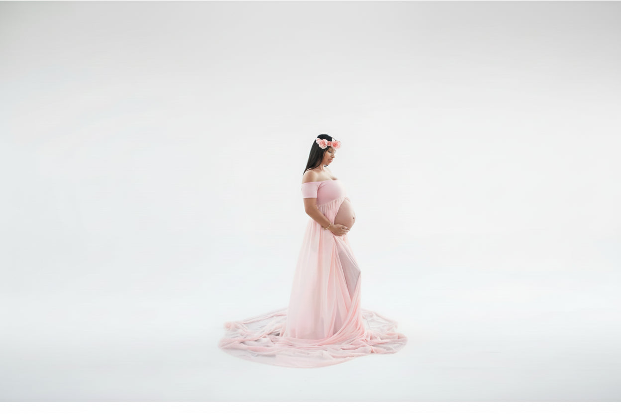 Maternity Long Skirt & Chiffon Front Split Dress