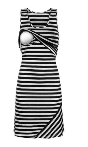 Striped Nursing Mini Dress - Casual Breastfeeding Dress with Classic Stripes