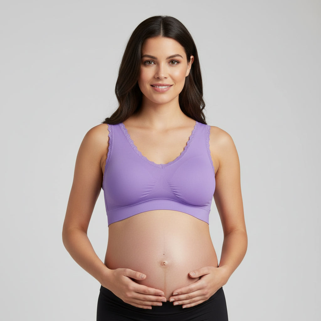 Seamless Lace Nursing Sports Bra - Plus Size Maternity Bra for Pregnancy & Breastfeeding