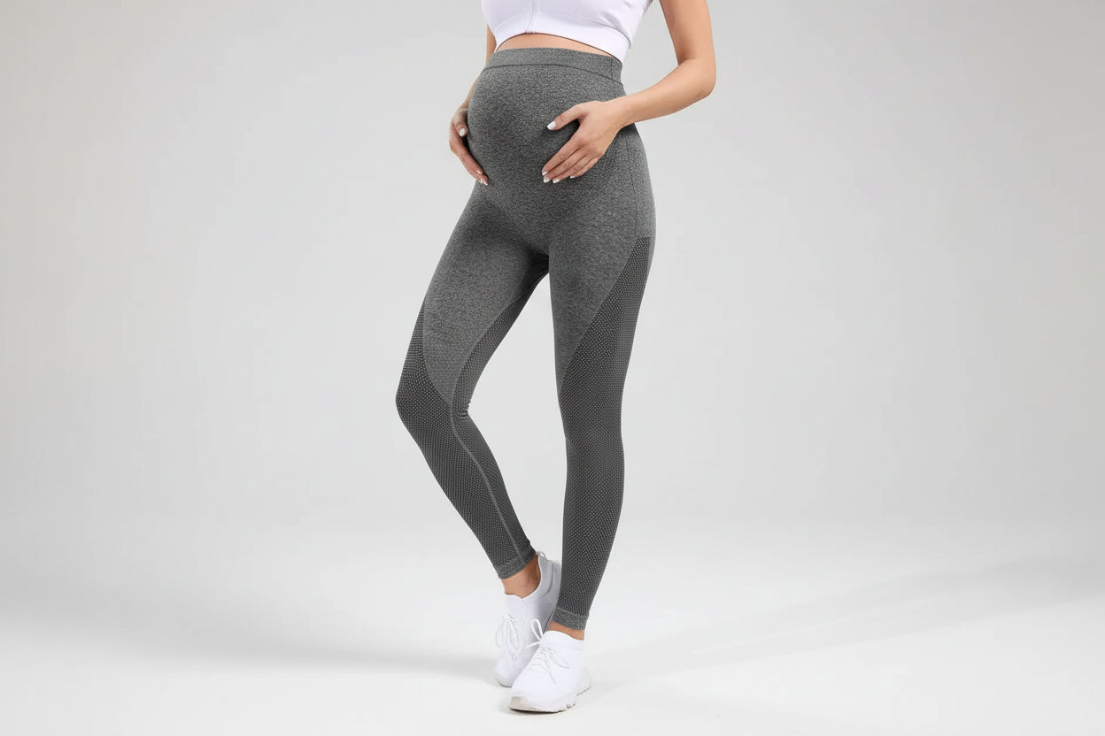 Seamless Maternity Yoga Pants - High Waist Belly Support Leggings for Pregnancy & Postpartum