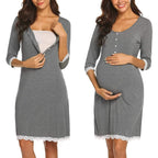 Maternity Nursing Dress - Five-Point Sleeve Pregnancy Dress for Work & Casual