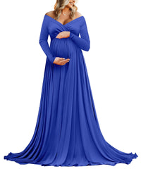 Saslax Pregnancy Dress - Off Shoulder Long Sleeve Half Circle Gown