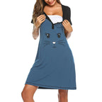 Maternity Cat Print Breastfeeding Dress