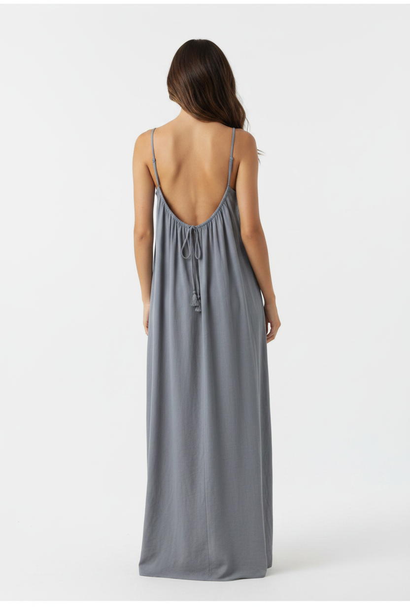 Medium Gray Spaghetti Strap Maxi Dress