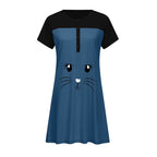 Maternity Cat Print Breastfeeding Dress