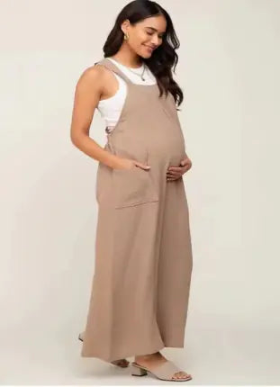 Elegant Wide Leg Maternity Overalls - Premium Adjustable Pregnancy Jumpsuit