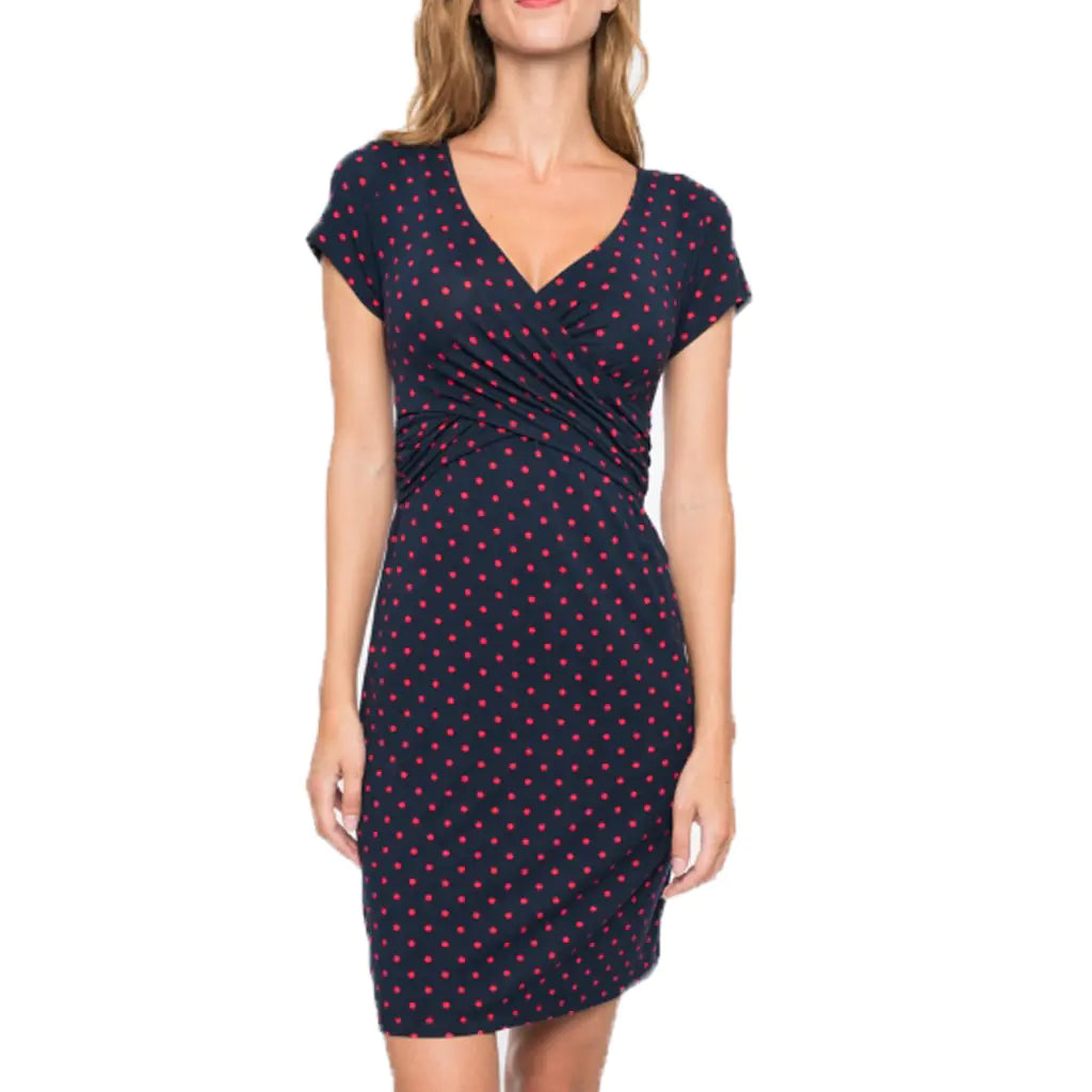 Polka Dot Maternity Nursing Dress - Playful Breastfeeding Dress with Classic Print