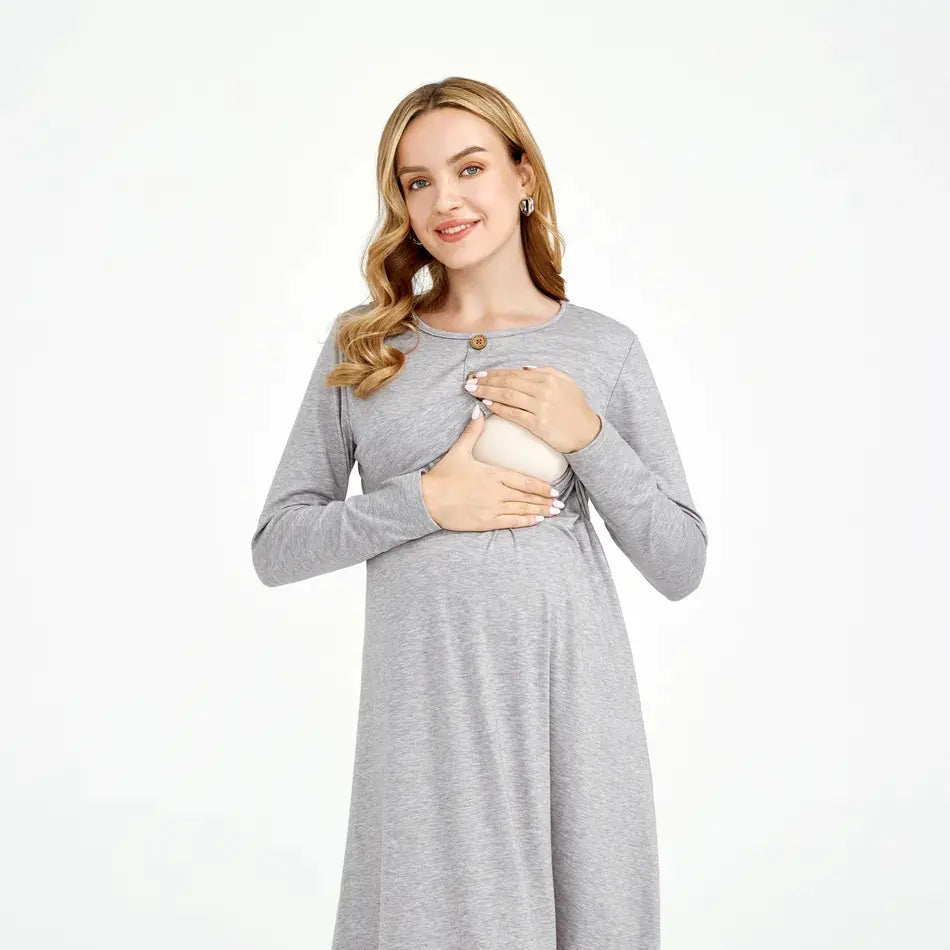 Comfy Maternity Nursing Dress - Soft Breastfeeding Dress for Everyday Wear