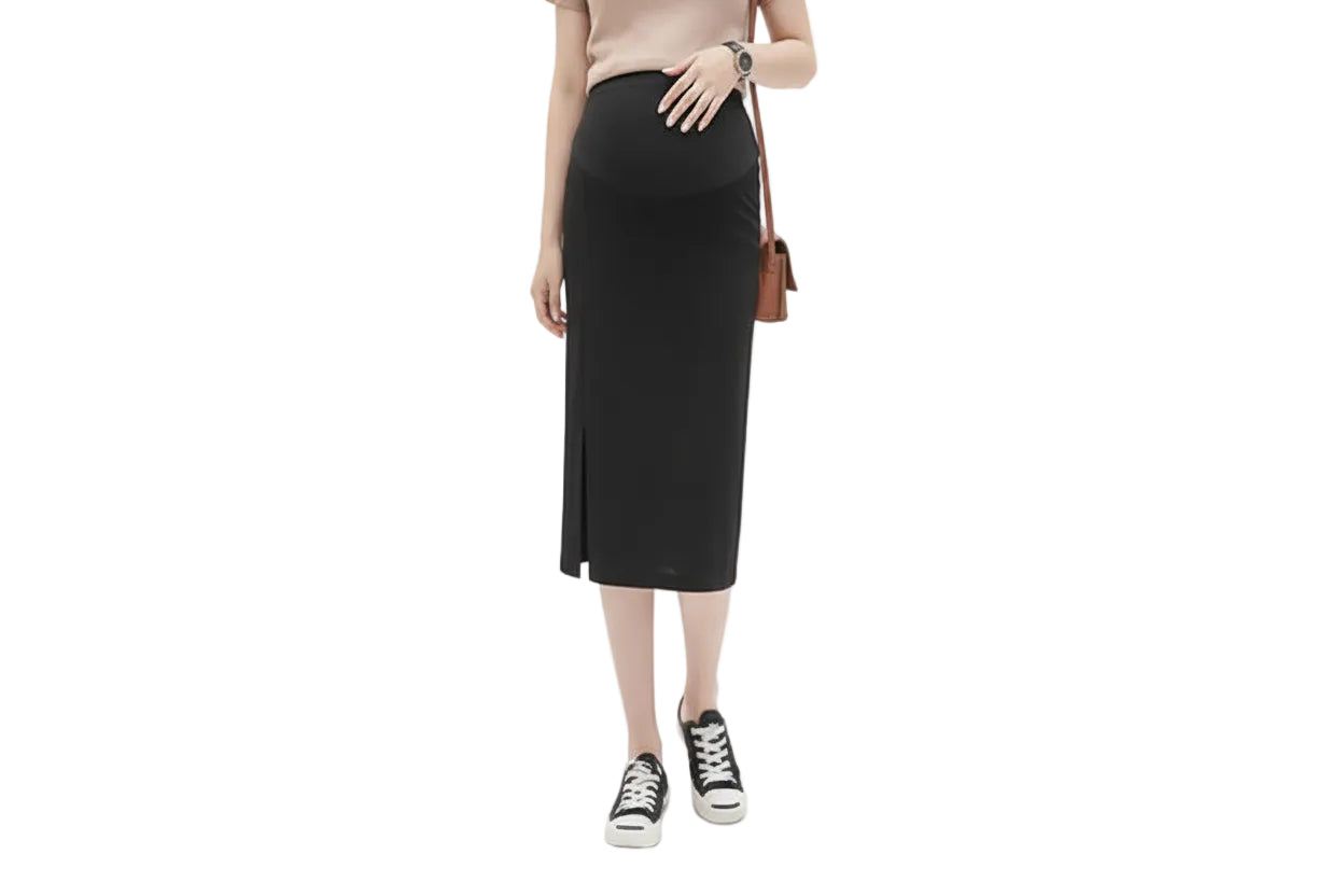 Side Opening High Waist Maternity Skirt Dress