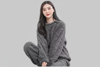 Ultra-Soft Flannel Postpartum Lounge Set - Luxurious Recovery Pajamas for New Moms