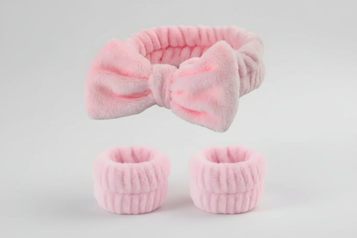 Luxury Spa Headband & Wristbands Set - Premium Beauty Trio for Skincare & Self-Care
