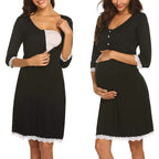 Maternity Nursing Dress - Five-Point Sleeve Pregnancy Dress for Work & Casual