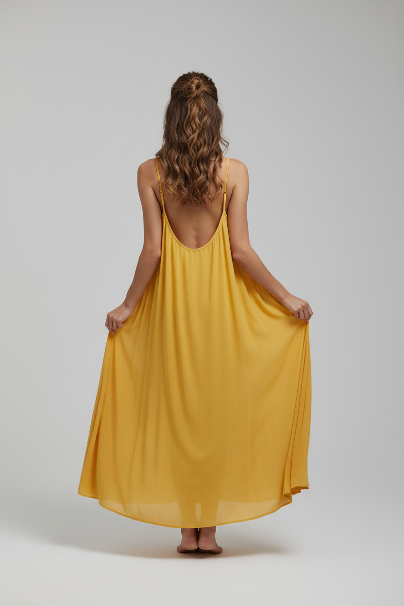 Yellow Spaghetti Strap Maxi Dress