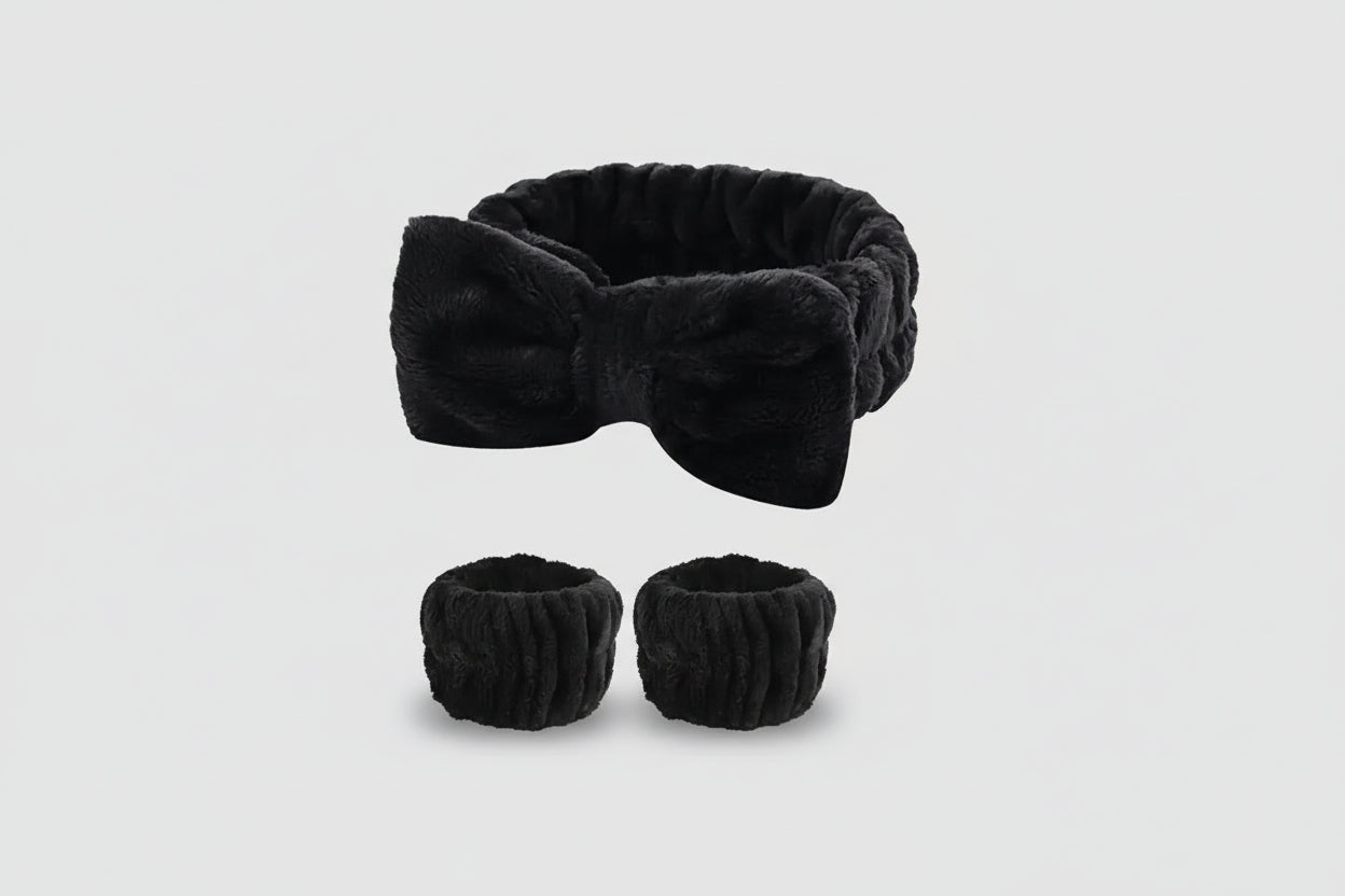 Luxury Spa Headband & Wristbands Set - Premium Beauty Trio for Skincare & Self-Care